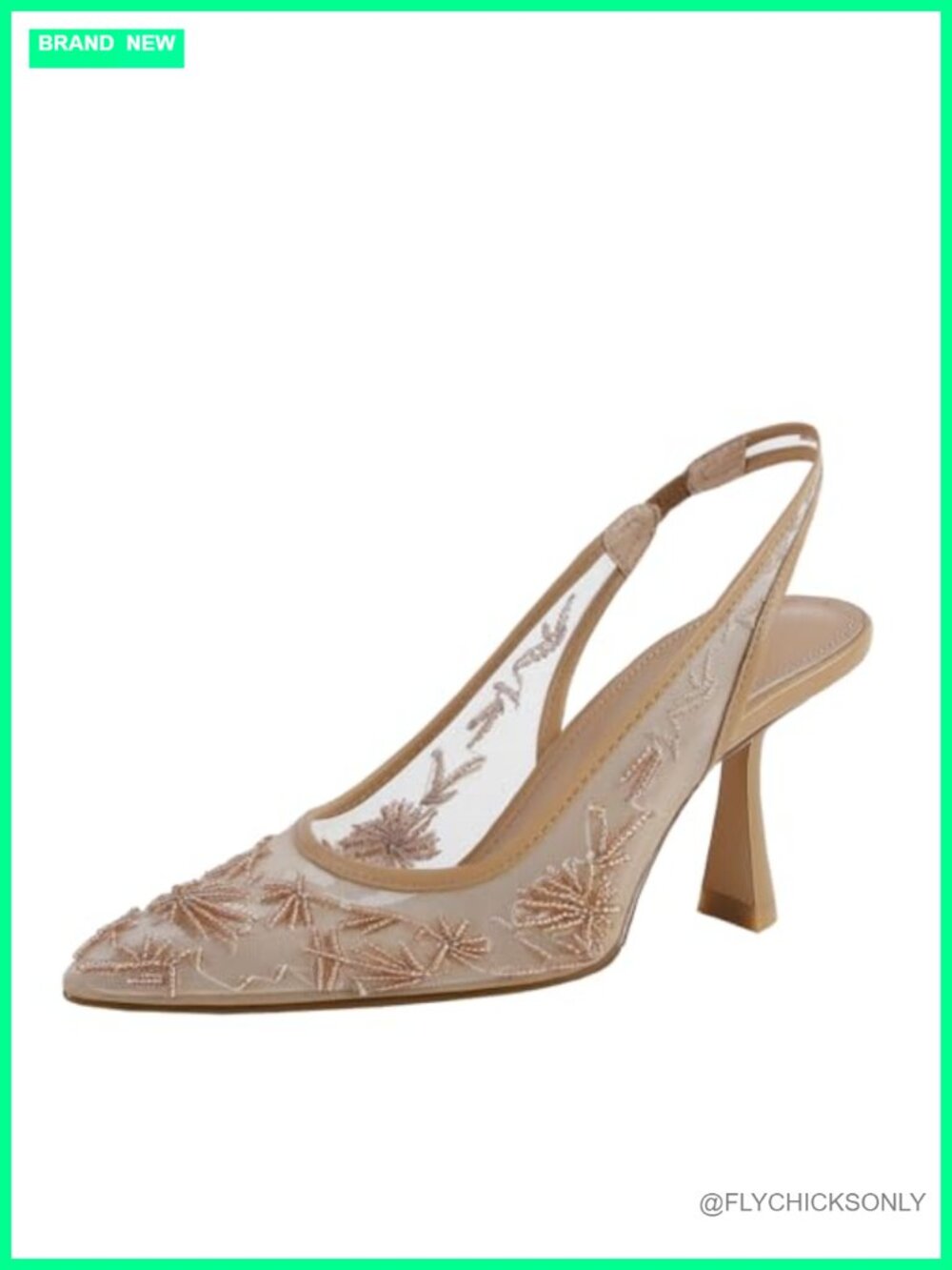 Lace Mesh Slingback Kitten Heels Pointed Toe Bridal Wedding Pumps Embroidered